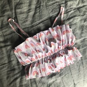 NWOT Kortni Jeane Rainbow Print Bikini TOP ONLY